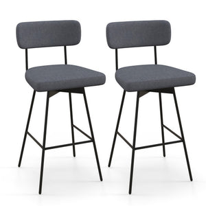 29 Inch Counter Height Upholstered Swivel Bar Stool Set of 2-Gray