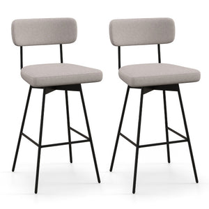 29 Inch Counter Height Upholstered Swivel Bar Stool Set of 2-beige