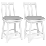 25 Inch Modern Bar Stools Set of 2 with Upholstered and 360° Rotation Seat-White