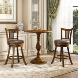 25 Inch Set of 2 Bar Stools with PE Rattan Backrest and Rubber Wood Frame-Brown