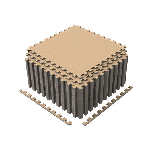 25 Pack-100 Sq.Ft. Foam Floor Tiles Interlocking Carpet Tiles with Edge Borders-Beige