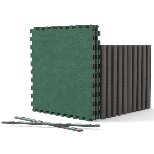 25 Pack-100 Sq.Ft. Foam Floor Tiles Interlocking Carpet Tiles with Edge Borders-Green