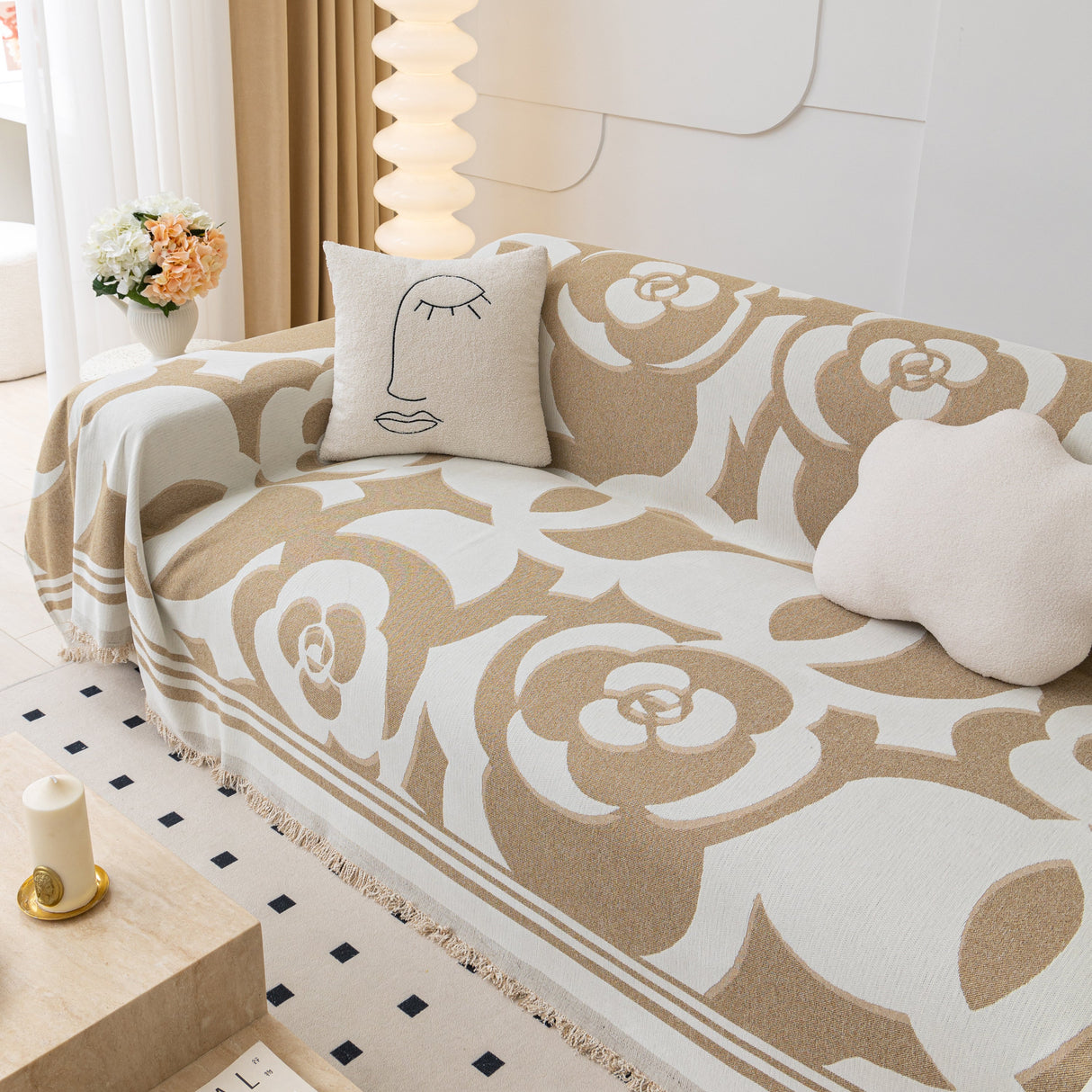 Chenille Sofa Cover Blanket, Couch Cover Blanket Throws for Couches Living Room Furniture Throw Covers