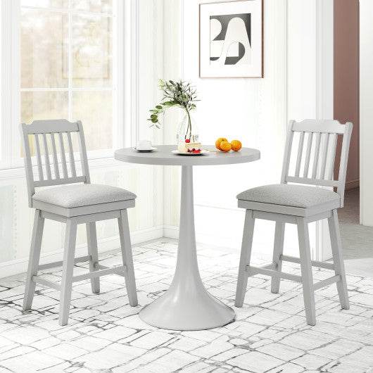 25 inch Modern Bar Stools Set of 2 with Upholstered Swivel Seat-Gray