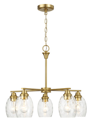 Elegance 5 Lights Linear Arms With Chain Chandelier - Clear / Gold by Couch.com
