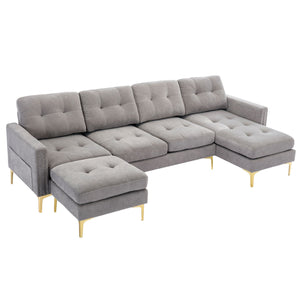 Modern L - Shape Convertible Sectional Sofa With Movable Ottoman by Couch.com
