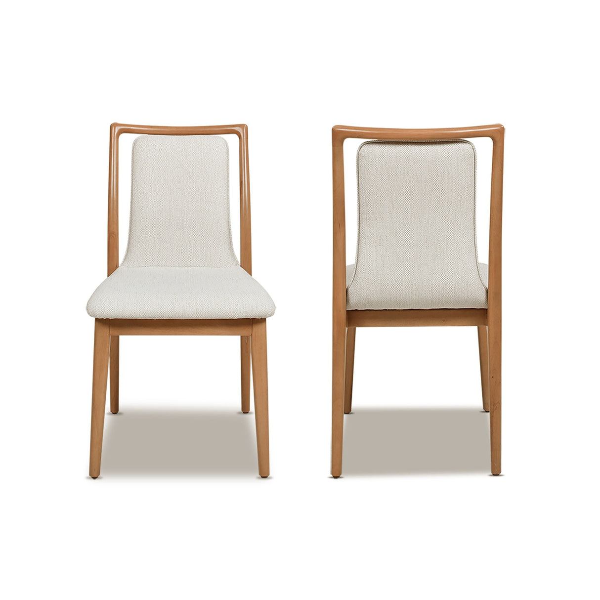 Couch.com Scandi Upholstered Dining Chair, Stain Resistant High (Set of 2) Natural Light Brown / White Pepper, Set of 2, Durable Design, Fabric Construction, White Finish by Couch.com