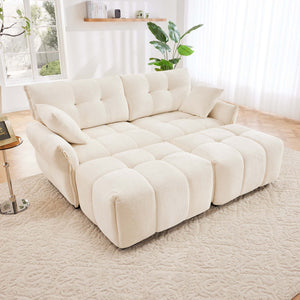 Elegant Sofa Set With Ottoman And Pillows, Textured Chenille, High Resilience Cushions by Couch.com