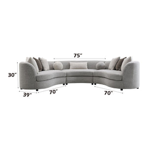 Ivria Boucle Sectional Sofa With 9 Pillows - Gray