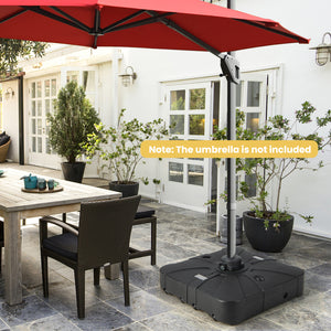 260 lbs Offset Patio Umbrella Base with Wheels Sand Water Filled