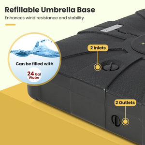 260 lbs Offset Patio Umbrella Base with Wheels Sand Water Filled