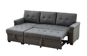 Sierra - Linen Reversible Sleeper Sectional Sofa With Storage Chaise by Couch.com