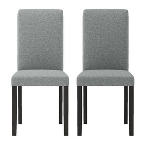 Dining Chair Set of 2 Mid-Century Modern Chairs with Rubber Wood Legs-Gray