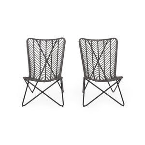 Outdoor Wicker Chair With Geometric Cross Base, (Set of 2) - Gray by Couch.com