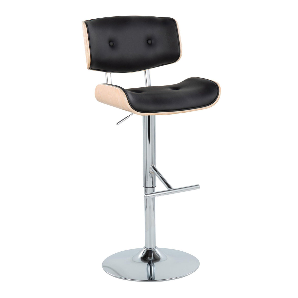 Lombardi - Contemporary Adjustable Barstool With Swivel With Straight T Footrest (Set of 2) by Couch.com