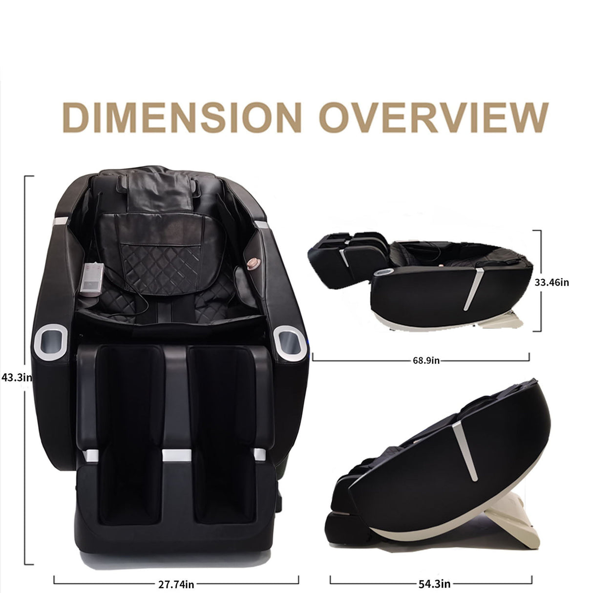 SL Type Pulley Guide, 2D Motor-Massage Manipulator-Space Saver Design, Track Sliding Zero Gravity Multifunction Massage Chair - Black by Couch.com