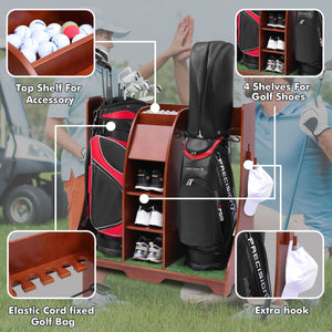Wood Freestanding Adjustable Multi Use Golf Shelf - Reddish Brown by Couch.com