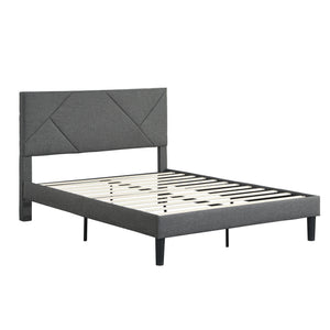 Full Size Upholstered Platform Bed Frame With Headboard, Strong Wood Slat Support, Mattress Foundation, No Box Spring Needed - Gray by Couch.com