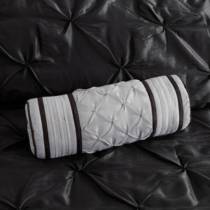 7 Piece Tufted Comforter Set Black Queen