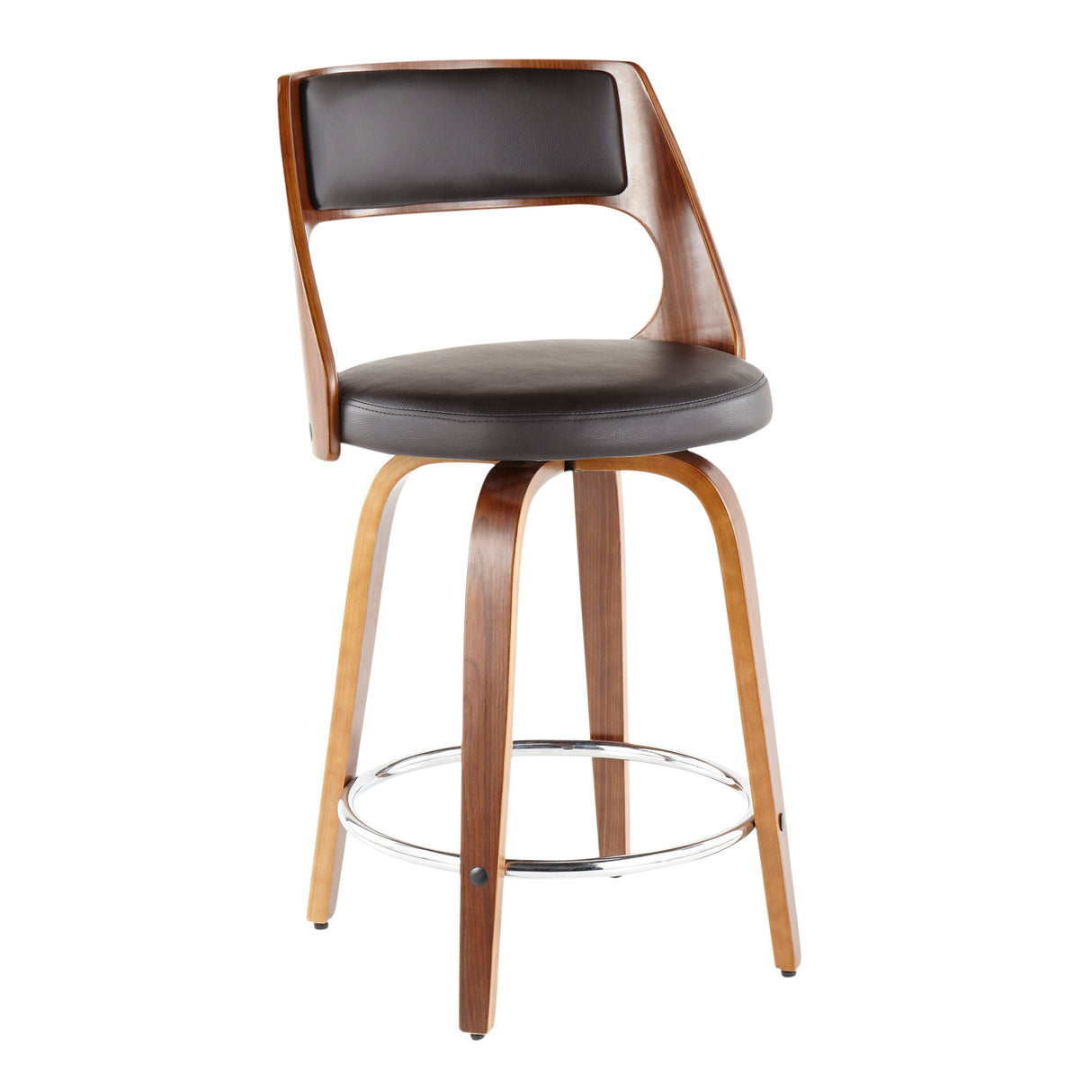 Cecina - Mid-Century Modern Fixed Height Counter Stool With Swivel And Round Footrest (Set of 2) by Couch.com