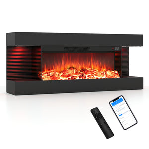 26" 3-Sided Wall Mount Electric Fireplace with 40" Floating Mantel for Living Room-40"