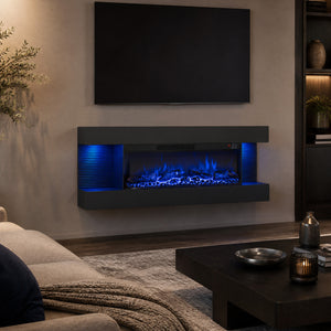 26" 3-Sided Wall Mount Electric Fireplace with 40" Floating Mantel for Living Room-40"