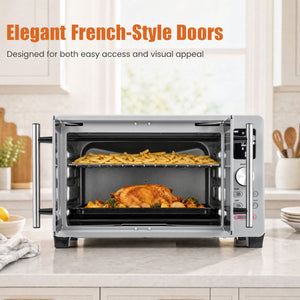 26.4 Quart French Door Convection Toaster Oven with 11 Presets-Silver