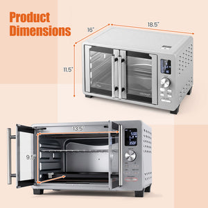 26.4 Quart French Door Convection Toaster Oven with 11 Presets-Silver