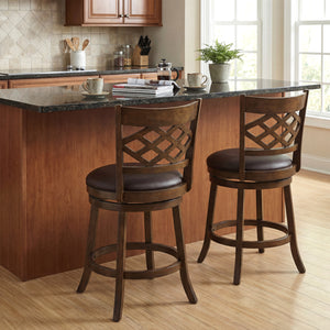 26 Inch Counter Height Bar Stools Set of 2 with Rubber Wood Frame-26 Inch