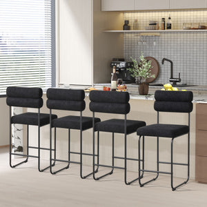 26 Inch Counter Height Bar Stools Set of 2 with Metal Frame and Footrest-Black