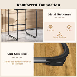 26 Inch Counter Height Bar Stools Set of 2 with Metal Frame and Footrest-Black