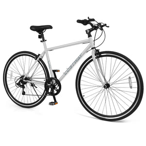26 Inch Mountain Bike Adjustable with 6-Speed and All-terrain Rubber Wheels-Gray