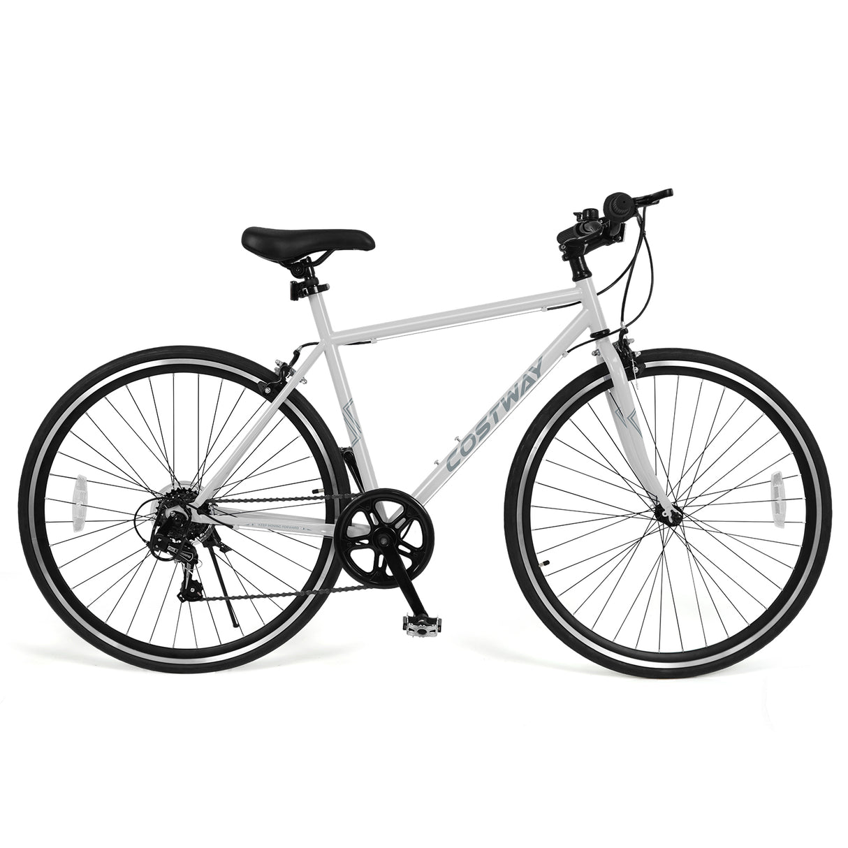 26 Inch Mountain Bike Adjustable with 6-Speed and All-terrain Rubber Wheels-Gray