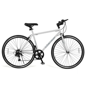 26 Inch Mountain Bike Adjustable with 6-Speed and All-terrain Rubber Wheels-Gray