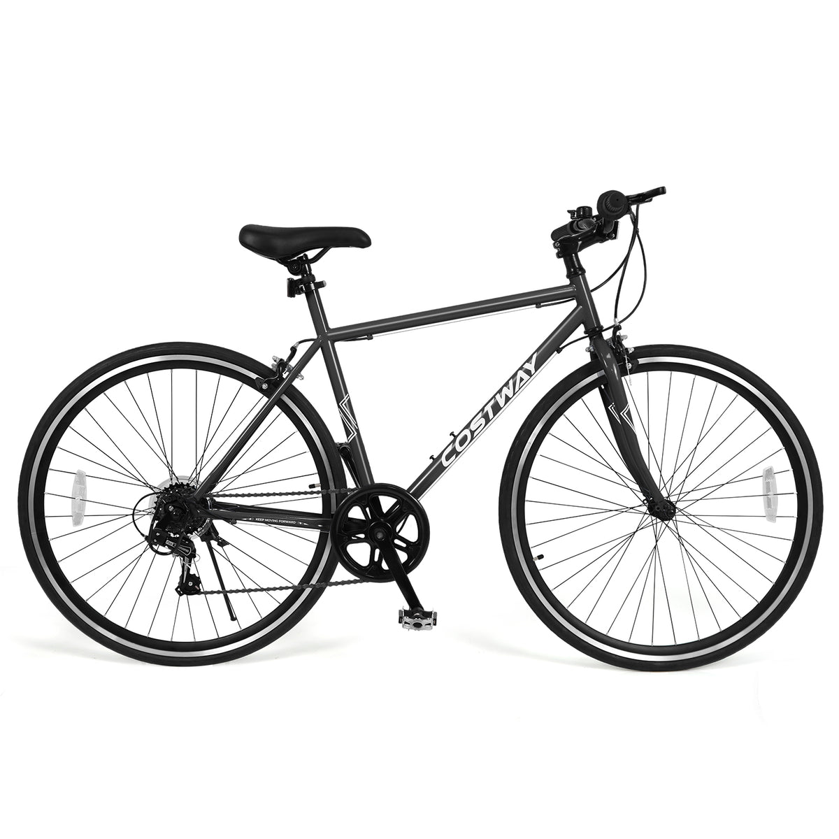 26 Inch Mountain Bike Adjustable with 6-Speed and All-terrain Rubber Wheels-Black