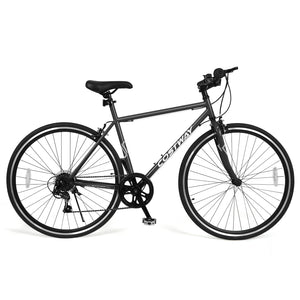 26 Inch Mountain Bike Adjustable with 6-Speed and All-terrain Rubber Wheels-Black