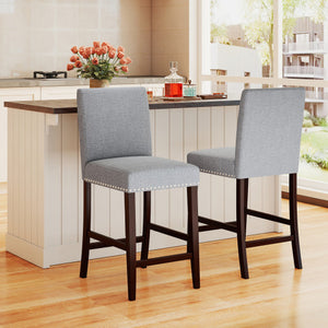 26 inch Counter Height Chairs Set of 2 with Padded Seat and Backrest-Gray