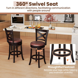 26/30 Inch Swivel Bar Stools Set of 2 Bar Chairs with Padded Seat-26 inches