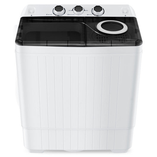 26 lbs Semi-Automatic Twin Tub Washing Machine with Drain Pump-Black