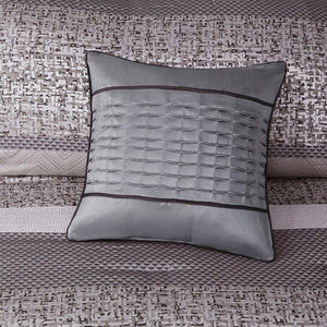 7 Piece Jacquard Comforter Set Grey Taupe King