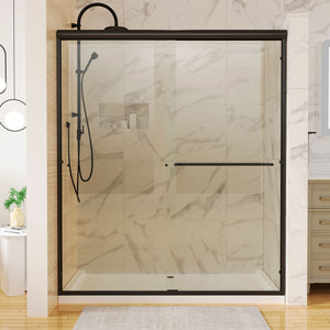 Traditional Sliding Shower Door With Clear Glass - Matte Black by Couch.com