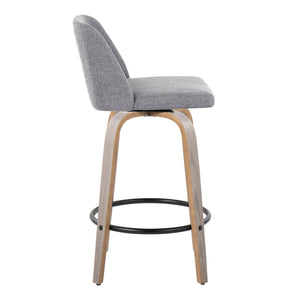 Toriano - Contemporary Fixed Height Counter Stool With Swivel & Round Footrest (Set of 2) by Couch.com