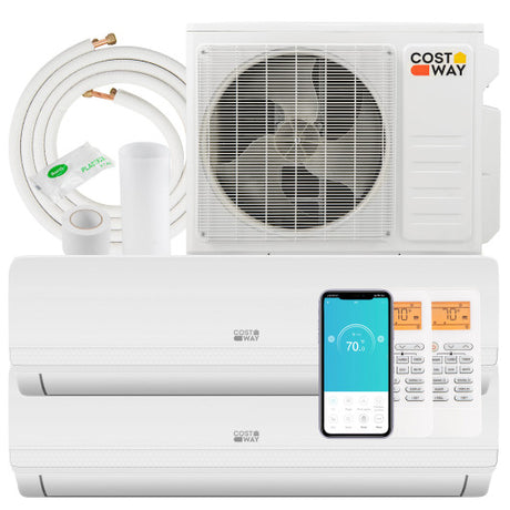 27000 BTU 2 Zone 19 SEER2 Mini Split AC with Heat Pump-18K + 18K