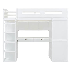 Loft Bed With Desk, Wardrobes, 4 Drawers And 4 Shelves by Couch.com