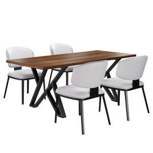 5 Pieces Modern Faux Leather And Metal Dining Set by Couch.com