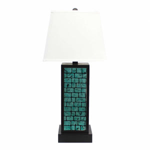 31" Black Metal Bedside Lamp With White Empire Shade