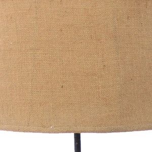 28" Distressed Gray Metal Novelty Bedside Lamp With Khaki Drum Shade