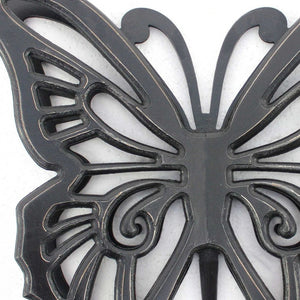 23" X 19" Black Rustic Butterfly Wooden Wall Decor