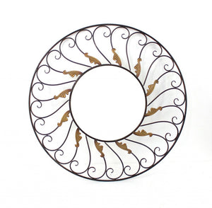 38" Bronze Metal Round Framed Accent Mirror