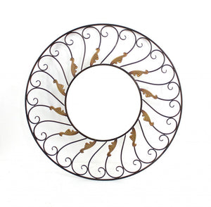 38" Bronze Metal Round Framed Accent Mirror